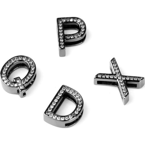 26 Letter Black Cubic Zirconia Beads For DIY Bracelets Necklaces For Women Charm Black Color Copper Jewelry Making Accessories