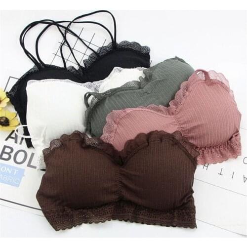 Vest Bras Women Sexy Lace Bras Lingerie Breathable Push Up Bra Solid Bralette Womens Underwear Halter Vest Lingerie Femme