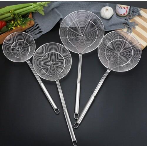 Stainless Steel Frying Oil Strainer Spoon Mesh Food Colander Skimmer Ladle Noodles Strainers Salad BBQ Filter Kitchen Tool