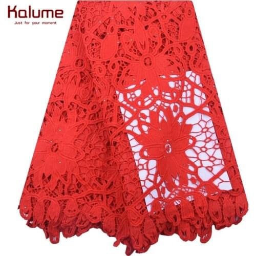 Kalume Guipure Cord Lace Fabric For Wedding Hollow Out Nigerian Water Soluble Cord Lace Fabric Embroidery For Party Dress F2000