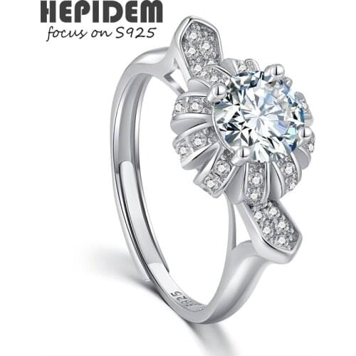 HEPIDEM 100% 1ct 6.5mm D Moissanite 925 Sterling Silver Rings 2022 New S925 Jewelry Women Wedding Gift Diamond Test Passed 1747