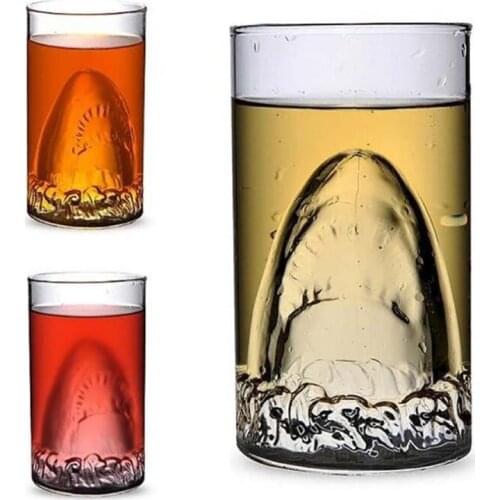 Individual Creative Crack-proof, Transparent and Strange Shark Spirit Cup Night Shop Beer Cup Double-layer High Borosilicate Gla