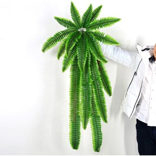Simulation Fern Grass Plants Artificial Green Large Long Persian Leaves Flower Wall Hanging Plants Home Wedding Shop Decoration