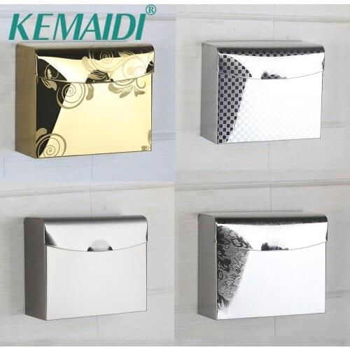 KEMAIDI Toilet Paper Holder Paper Box Wall Mounted Nickel Brushed&Gold Finished Modern Bathroom Accessories Stainless Steel