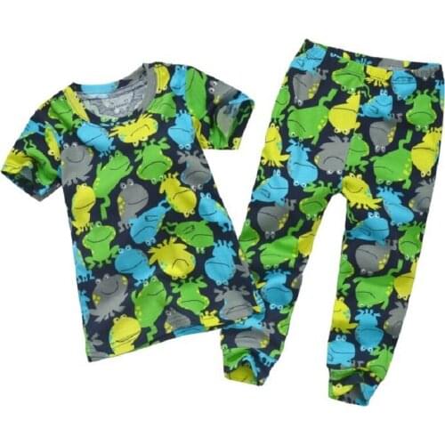 Summer Boys Pajama Sets Baby Girl Night Clothes Undershirt Short Pants Crocodile Blue Boys Sleepwear 2017 T-Shirt Pant
