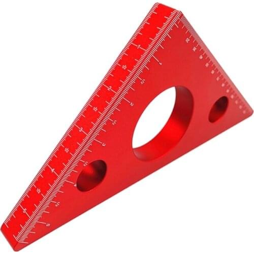 Triangle Ruler Measuring Gauging Tool Compatible with Industrial Household 45 Degree Aluminium Alloy Red/Blue