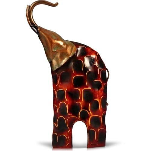 ANIMAL METAL SCULPTURE RAISING HEAD IRON ART ELEPHANT HOME DECORATION FURNISHING ARTICLES FOR LIVING ROOM OFFICE