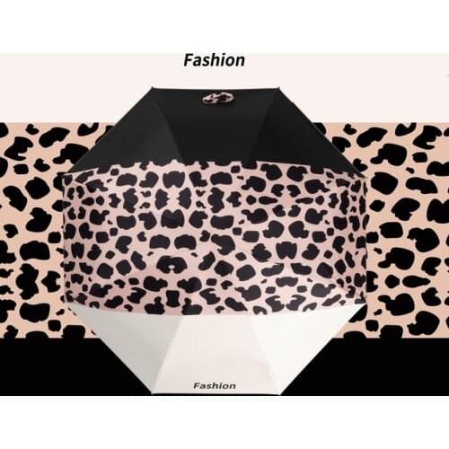 Fashion Leopard Mini Umbrella Five Folding UV Luxury Umbrella Rain Women Portable Summer Outdoor Pocket Sun Umbrella Girls Gift