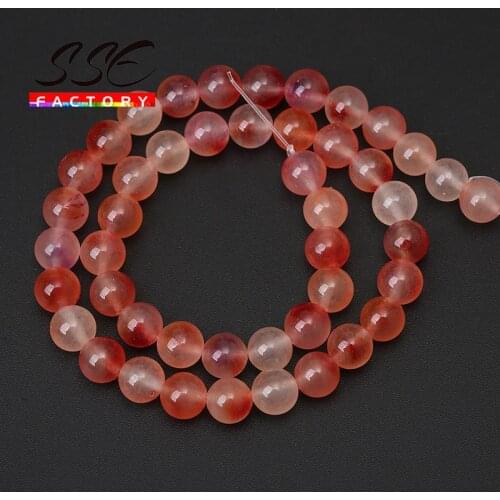Natural Stone Red Jades Beads Chalcedony Round Loose Spacer Beads 4 6 8 10 12mm For Jewelry Making DIY Charm Bracelets 15"Strand