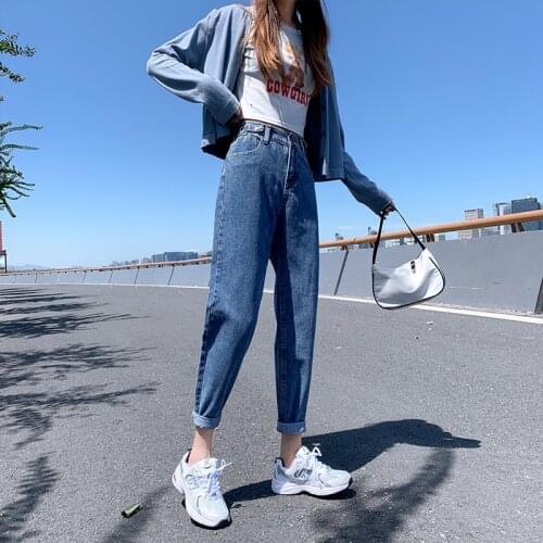 2020 autumn and winter new high-waisted jeans womens straight leg loose and thin all-match fashion carrot old jeans women