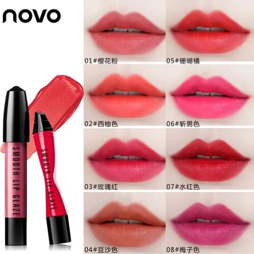 Novo velvet matte liquid lipstick pen waterproof long lasting smooth moisturizing lip gloss sexy red pumpkin lip tint BN066