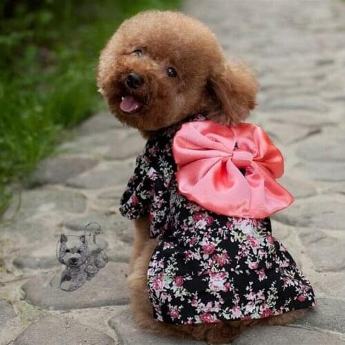 Dog Dress Clothes Japanese Kimono Bow Tie Shirt Costume Princess Dress Pet Dresses For Small Dogs Chihuahua roupa cachorro