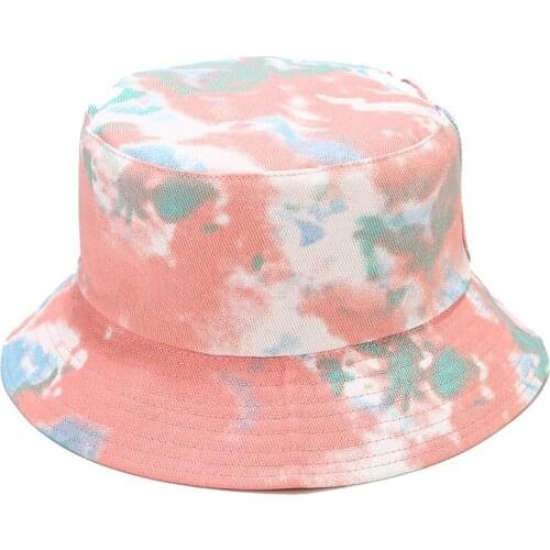 New Casual Bucket Hat Tie-Dye Fishermen Hat Hip-Hop Street Hiking Hat Colored Reversible Sun Protection Hat Panama Bob Cap