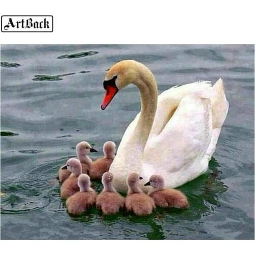 Full square swan kids diamond embroidery 5d diy diamond painting animal rhinestone mosaic sticker decoration