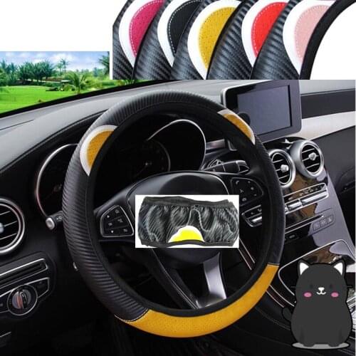 Cat Carbon Car Steering Wheel Cover Anti-Slip For Volvo S60 XC90 V40 V70 V50 V60 S40 S80 XC60 XC70 Nissan Qashqai X-TRAIL Juke