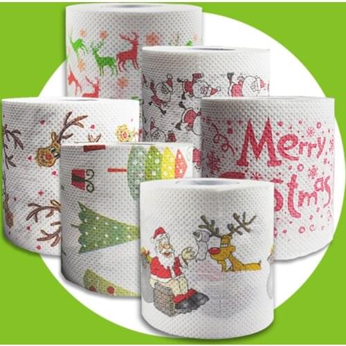 Christmas Pattern Series Roll Paper Christmas Decorations Prints Funny Toilet Paper Christmas Decorations For Home Wholesale