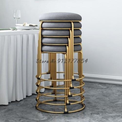 Nordic Light Luxury Dining Chair Nordic Home Without Backrest Stackable Modern Simple Net Red Iron Art Makeup Stool