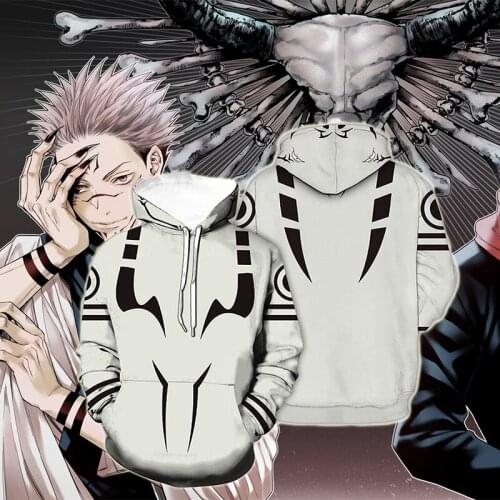 Anime JUJUTSU KAISEN Cosplay Hoodie Itadori Yuji Costume White School Uniforms Hooded Polyester Jacket Women Men Cltothes