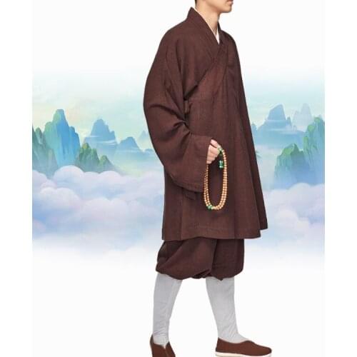 Unisex 6color linen&cotton Buddhist Monk suits uniforms zen martial arts shaolin suit kung fu arhat clothing blue/red/coffee