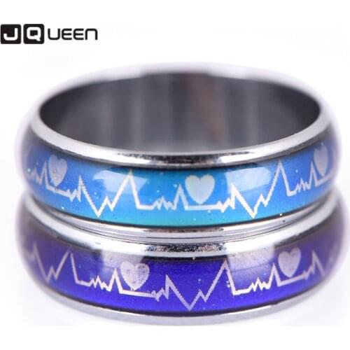 Magic finger circle Electrocardiogram jewelry accessories Heartbeat temperature sensing Color changing ring