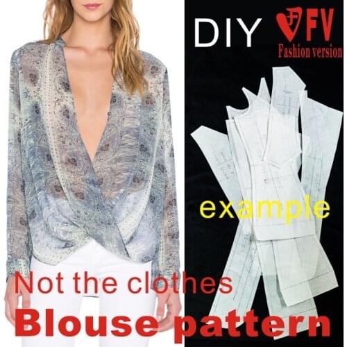 Garment DIY pattern womens shirt pattern sewing structure drawing (need to sew the fabric without front and back sides) BCY-76