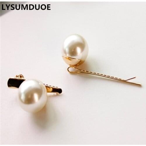 LYSUMDUOE Fashion Pearl Hair Accessories Girl Hairpin Duckbill Clip Side Metal Barrette Headbands Beauty Styling Tool Hairgrip