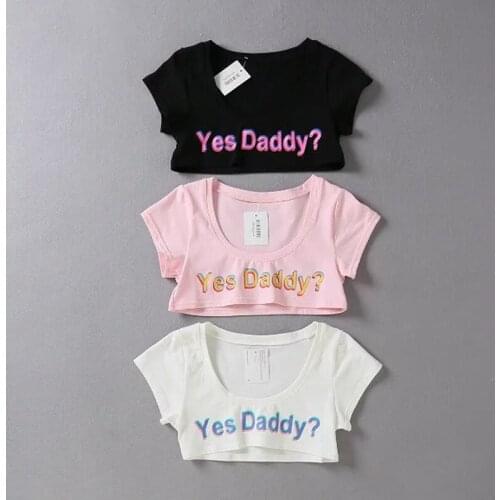 2020 Summer Sexy T Shirts Women Short Sleeve Letter Printed Crop Tops Shirts Party Club Casual Tee Tops 3 Color