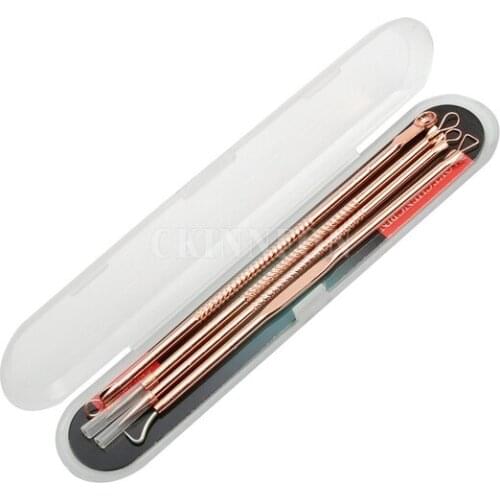 100 sets 4pcs/set Stainless Steel Premium Blackhead Comedone Acne Pimple Cosmetic Makeup Tool Set Kit