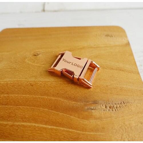 15mm Engraved buckle, We provide laser engraving service customize LOGO plated metal buckle for diy dog collar accessory CK-15R