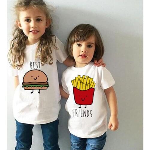 2020 Funny Best Friend Hamburg Chips Kids Boys Girls Short Sleeve Cool T-shirt Shirt Tops Children Tee Shirt Casual Shirt Tops