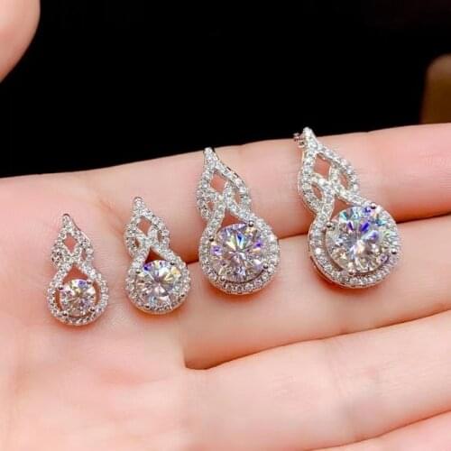 2021 new jewelry set pouring shiny moissanite gemstone necklace real 925 sterling silver new design birthday party gift