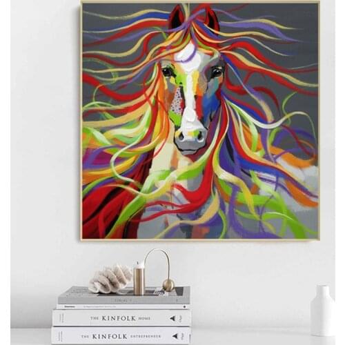 Abstract Animal Art Sexy Colorful Horse Flowing Hairs For Living Room Wall Art Posters And Prints Wall Pictures Home Decor