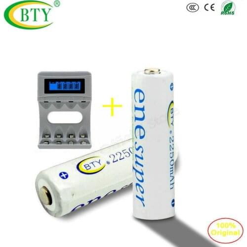 4PCS BTY AA Battery 2250Mah Ni-MH Battery High-Capacity Rechargeable Batteries+C704A4 Battery Charger(Micro USB Charger)