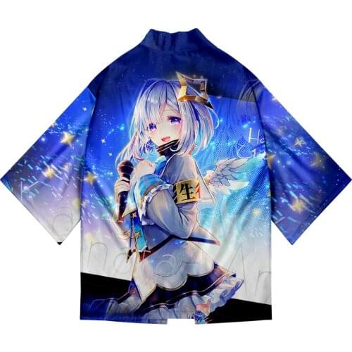 Anime HOLOLIVE VTuber Amane Kanata 3D Summer Holiday Women/Men Three Quarter Sleeve Sexy Blouse Style Fashion Kimono Kawaii Tops
