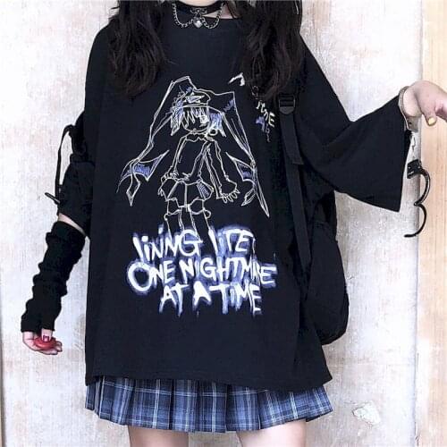 Anime Harajuku tshirt women punk street t shirt vintage plus size clothing summer t-shirts o-neck preppy graphic tee