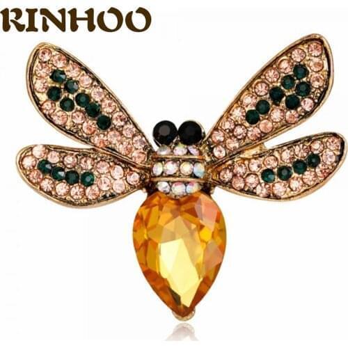 Cute Animal Bee Brooch Small Pin Scarf Decoration Dress Suit Collar Brooches Jewelry For Women Crystal Rhinestone Insects Pin