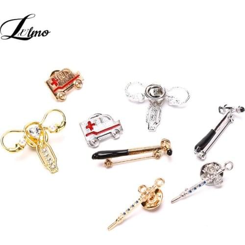 Nurse Doctor Pins Brooches Blood Pressure Meter Neuron Ambulance Uterus Caduceus Massage Reflex Hammer Medical jewelry
