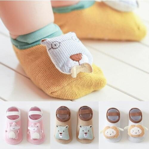 Baby Socks for 0-3years Baby Boy Girl Children Cartoon Non-slip Cute Fox Bear Soft Cotton Floor Socks Toddler Summer Casual