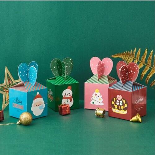 Christmas apple box 9x8.5x8.5cm 8pcs DIY Christmas tree Santa Claus gift paper box Christmas Eve wrapping Christmas candy box