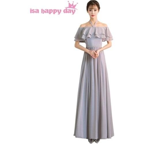 Gray color country boat neck bridesmaids long bridesmaid dresses size 2020 bridal party ball dress gowns under 100 H4192