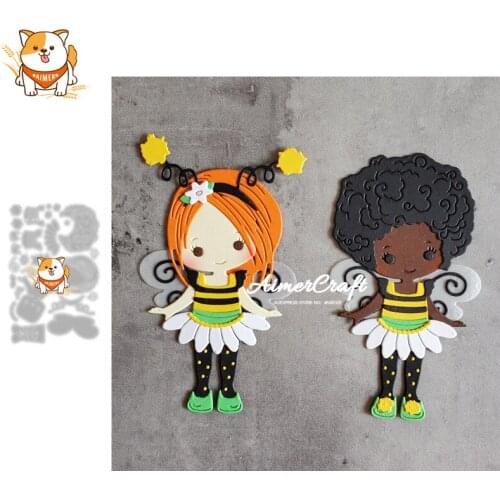 Girl Bee Animal Metal Cutting Dies Mold Knife Scrapbooking Stencil DIY Embossing Craft Die Cuts Card Making New Dies For 2021