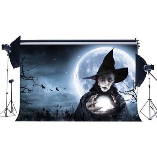 Photography Backdrops Halloween Horror Night Mysterious Moon Witch Masquerade Portraits Photo Background