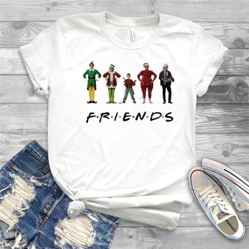 Funny Friends Letters TV Show Women Pink T-shirt Girls Tops Female Christmas Harajuku T-shirt Cartoon Tshirts