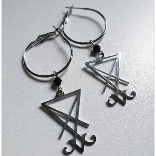 Gothic Sigil of Lucifer Satanic Hoop Dangle Earrings Lucifer Sigil Symbol Witch Creative Goth Jewellery Women Gift Earring Trend