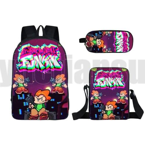 Hot Video Game Friday Night Funkin 3D Backpacks Boys Girls Kids Pencil case Teens Back To School 3Pcs Set Gift Women Makeup Bag
