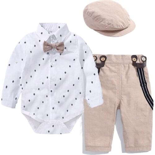 Romper Clothes Set For Baby Boy With Bow Hat Gentleman Striped Summer Suit With Bow Toddler Kid Bodysuit Set Infant Boy Clothing