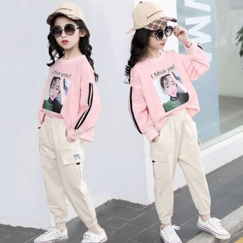Girls Clothes 2021 Autumn Spring Long Sleeve Cartoon Top+ Pants Suits Kids Clothes Teen Children Clothing Sets 5 6 7 8 9 10 12 Y