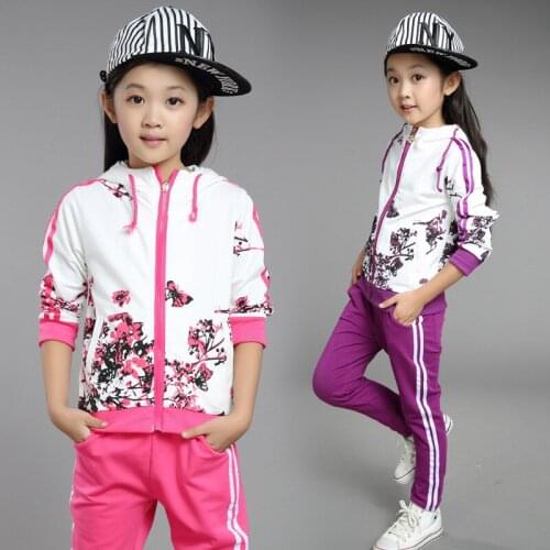 Girls Clothing Sets Autumn Children Floral Zipper Jacket Pants Set Girls Sports Suit Kids Tracksuit Fashion Girls Clothes Suits