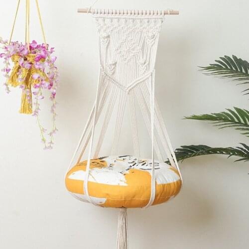 MLGB Cat Hanging Basket Pure Handmade Cotton Woven Tapestry Cat Supplies Pet Hammock Thread Toy Swing Bohemian Wall Hanging