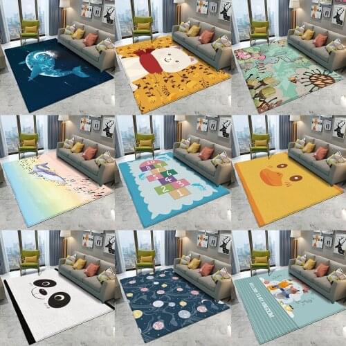 Fashion Children Carpet Dropshipping No-Slip Children Flannel Carpet Different Cute Carpet Baby Play Mat Hand Baby Print Pattern